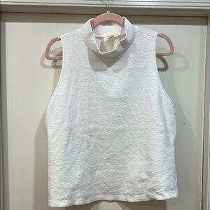 Anthropologie White Sleeveless Tank Top with Mock Turtleneck Collar